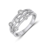 18ct White Gold Natural Diamond Three Row Bubble Ring — 0.25ct