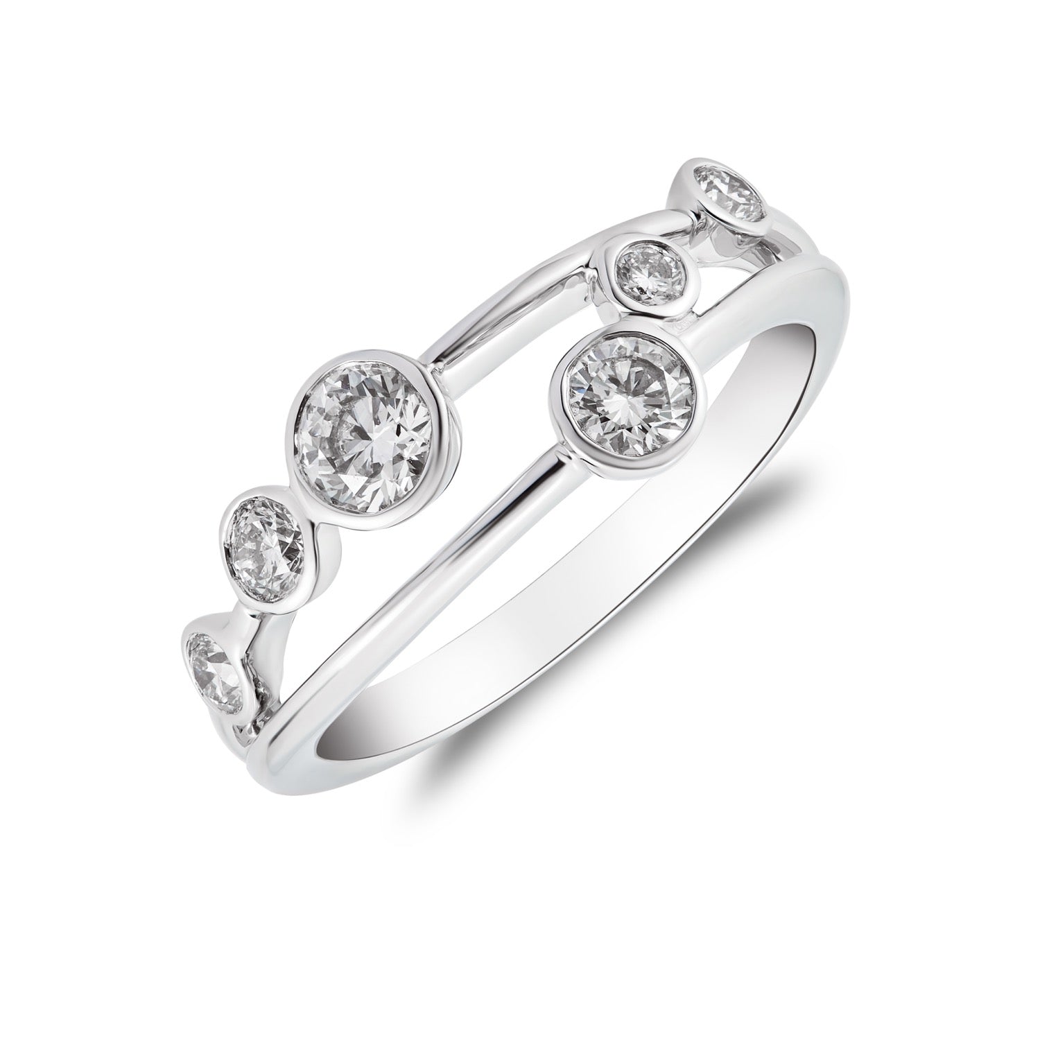 18ct White Gold Natural Diamond Bubble Ring