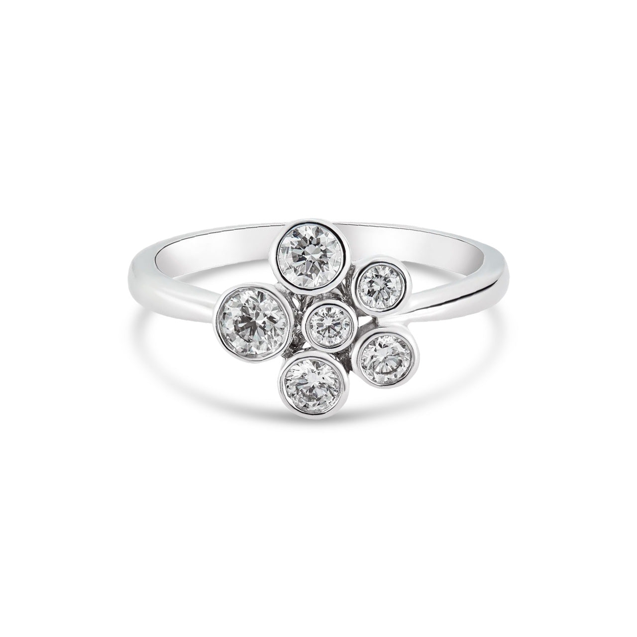 18ct White Gold Natural Diamond Bubble Cluster Ring
