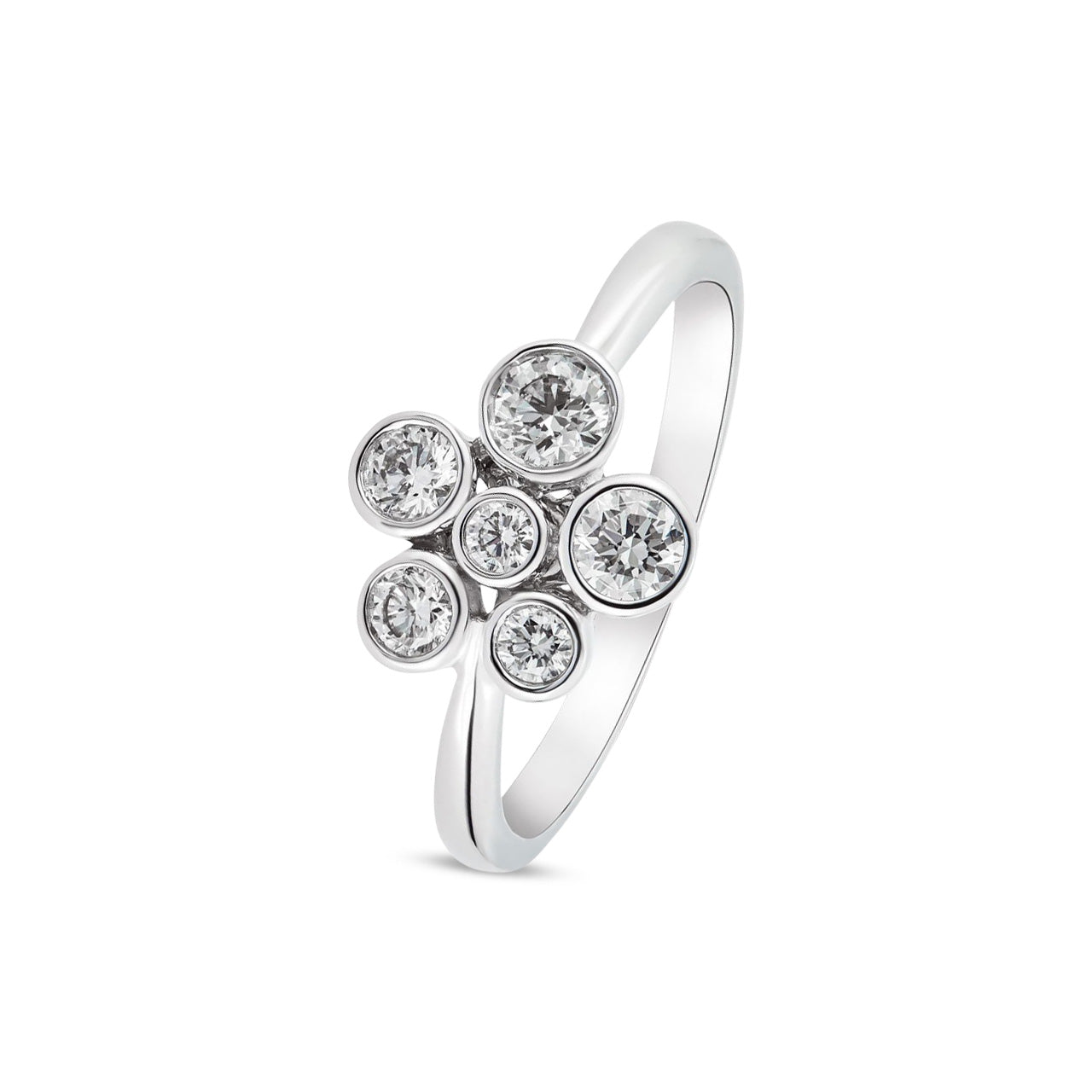 18ct White Gold Natural Diamond Bubble Cluster Ring