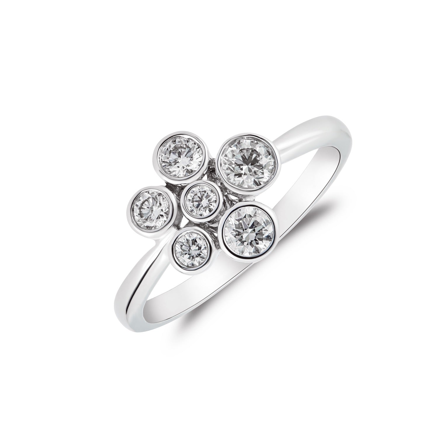 18ct White Gold Natural Diamond Bubble Cluster Ring