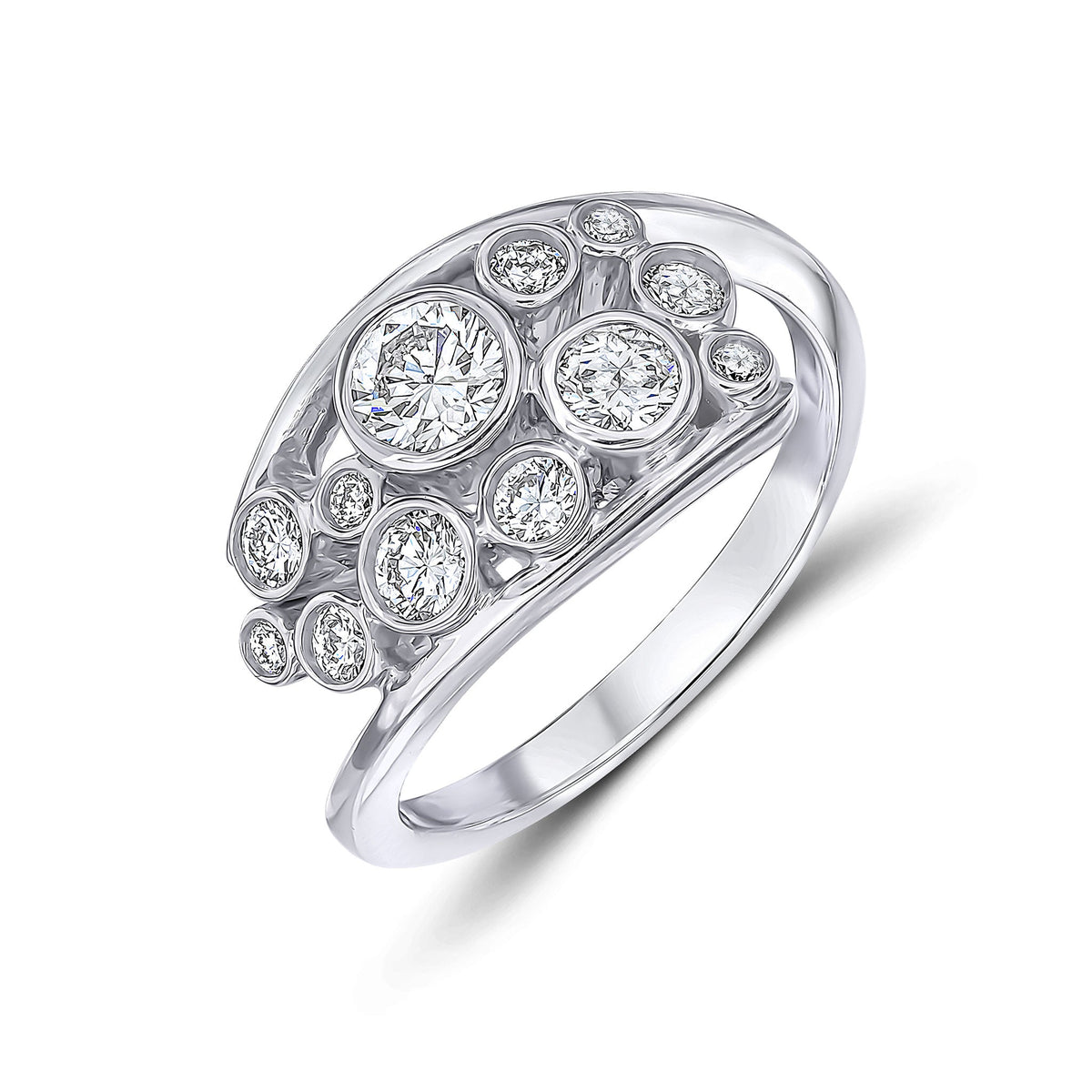 18ct White Gold Natural Diamond Bubble Fancy Ring