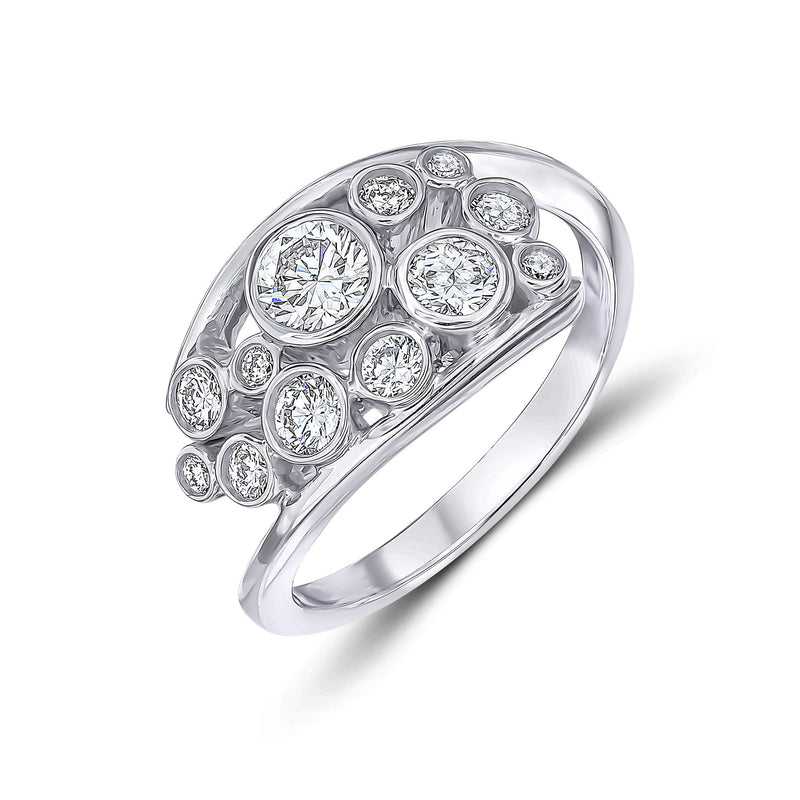 18ct White Gold Natural Diamond Bubble Fancy Ring