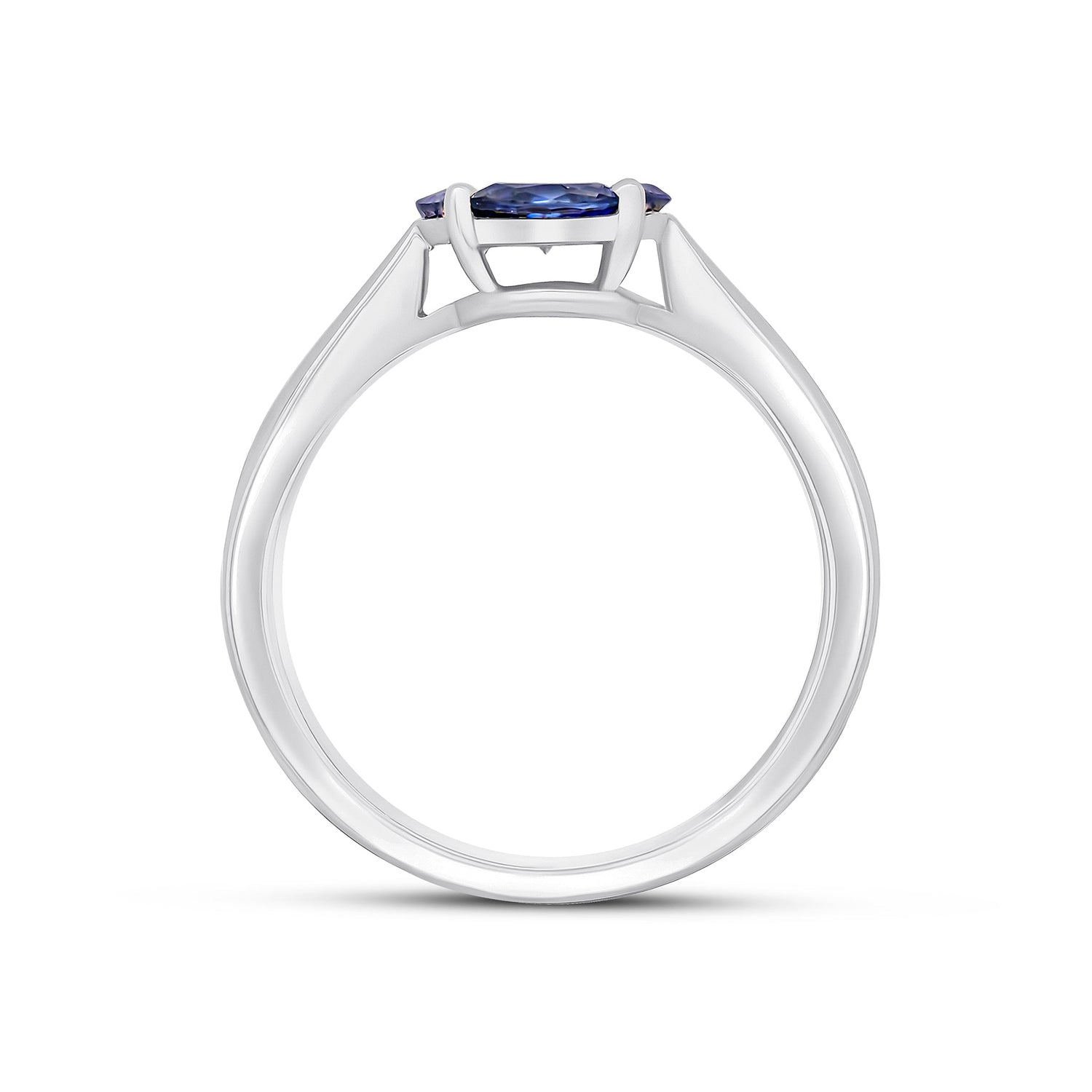 18ct White Gold Marquise Natural Sapphire and Diamond Cluster Ring — 8mm