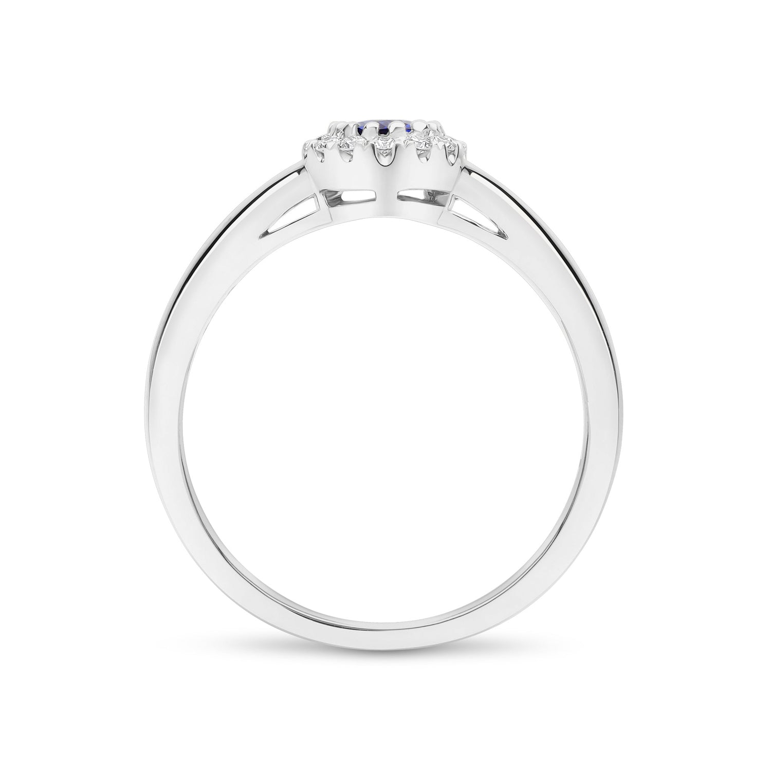 18ct White Gold Oval Sapphire and Round Diamond Halo Cluster Ring  5x4mm