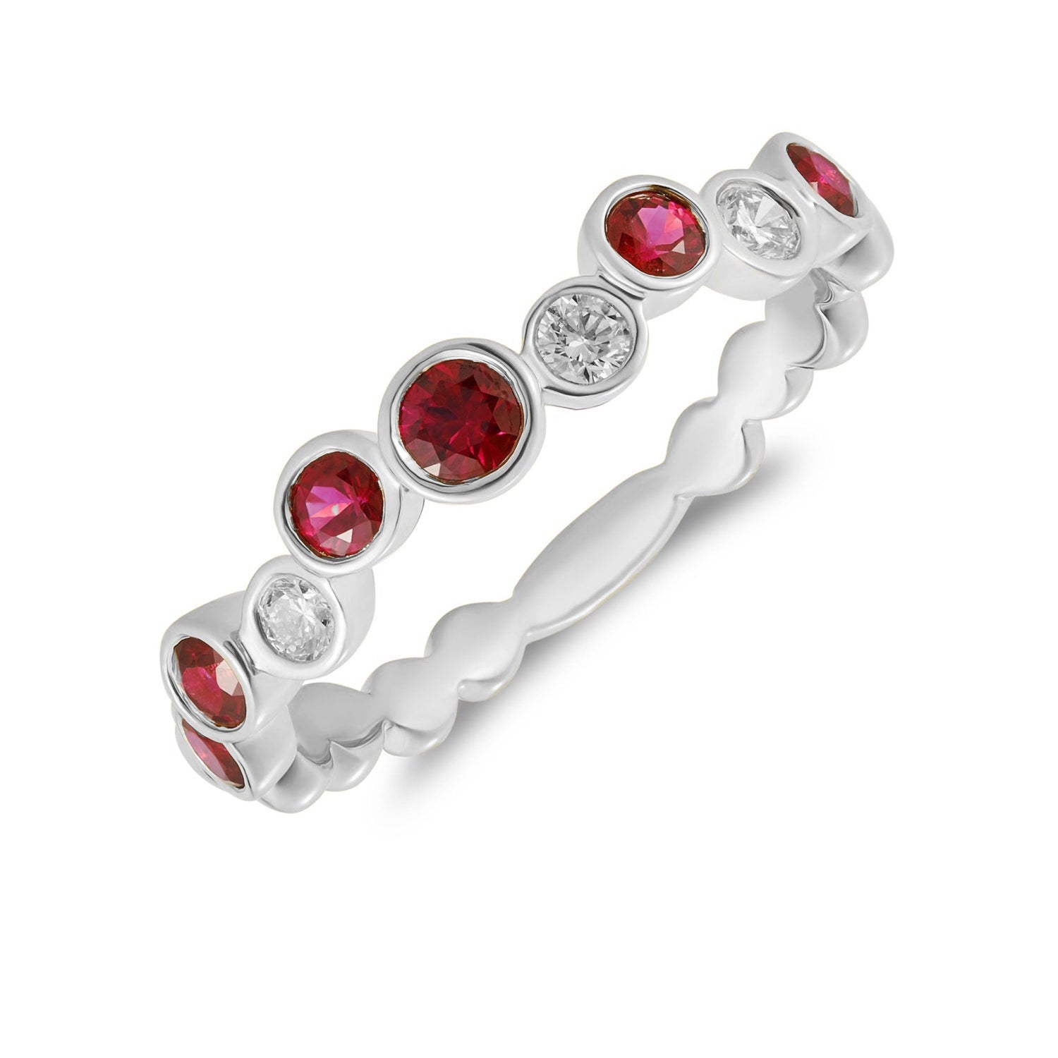 18ct White Gold Ruby & Diamond Bubble Eternity Ring