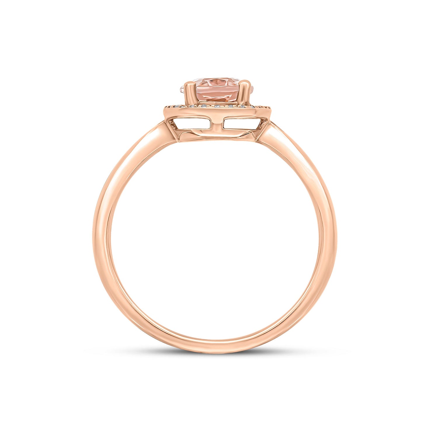18ct Rose Gold Oval Natural Morganite and Diamond Halo Cluster Ring — 8x6mm