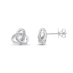 18ct White Gold Natural Diamond Grain Set Knot Stud Earrings — 10.5mm