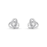 18ct White Gold Natural Diamond Grain Set Knot Stud Earrings — 10.5mm