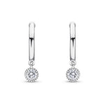 18ct White Gold Hoop Earrings with Millegrain Natural Diamond Drops — 12.5mm