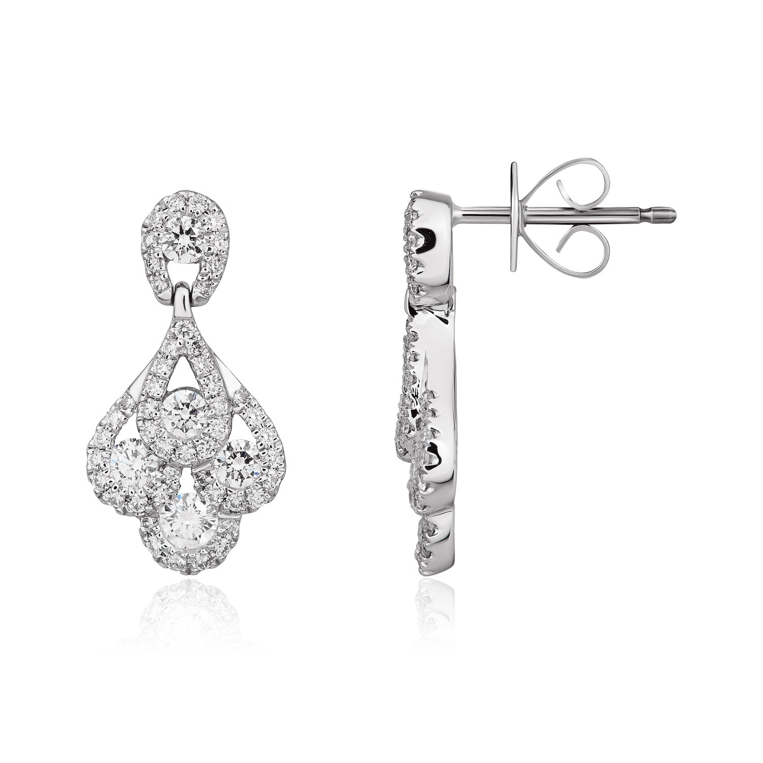 18ct White Gold Natural Diamond Peacock Drop Earrings