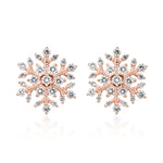 18ct Rose Gold Natural Diamond Snowflake Stud Earrings — 12mm