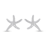 18ct White Gold Natural Diamond Starfish Stud Earrings — 13mm