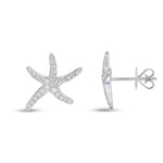 18ct White Gold Natural Diamond Starfish Stud Earrings — 13mm