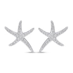 18ct White Gold Natural Diamond Starfish Stud Earrings — 17.5mm
