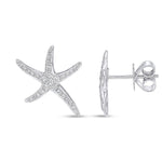 18ct White Gold Natural Diamond Starfish Stud Earrings — 17.5mm
