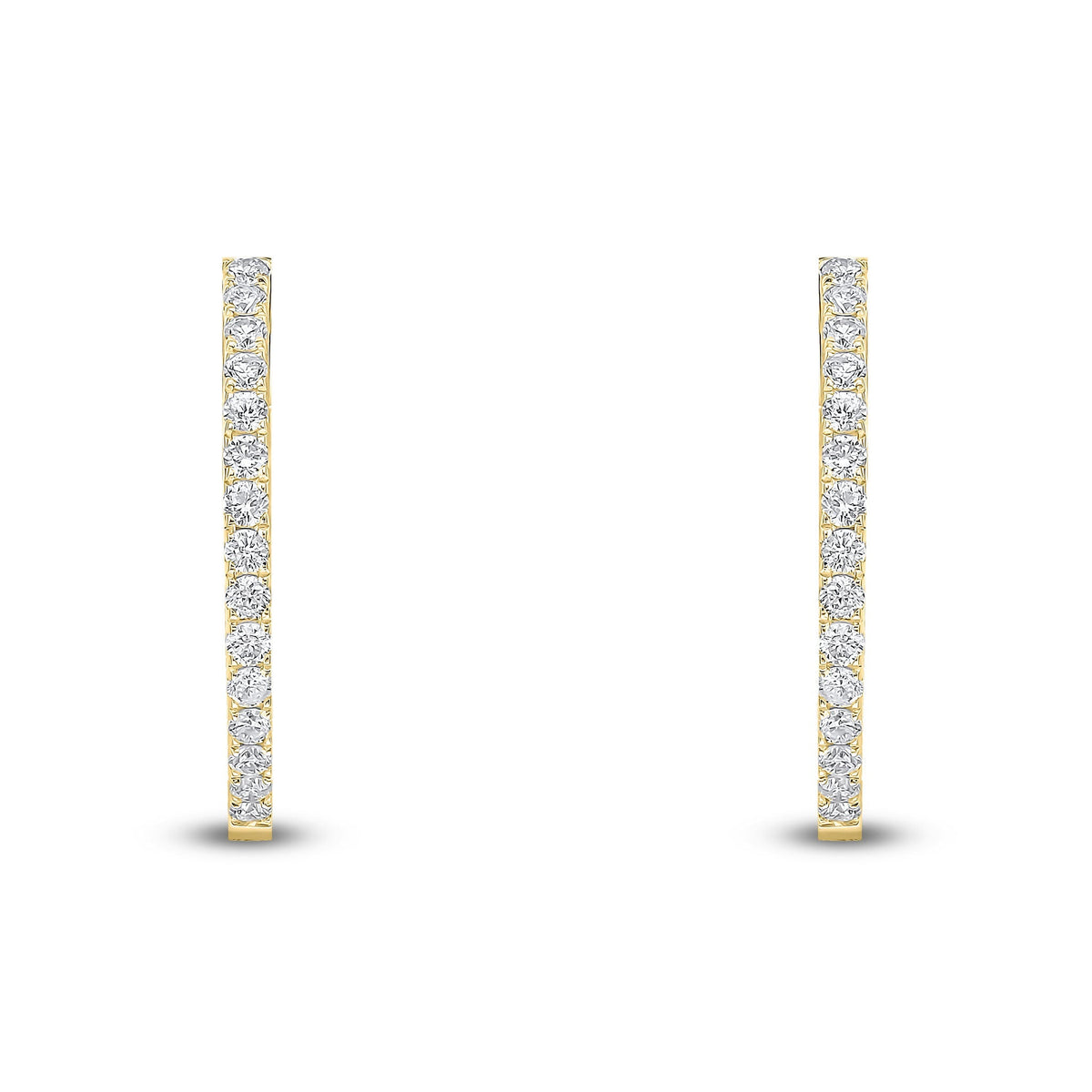 18ct Yellow Gold Natural Diamond Claw Set Full Hoop Earrings — 0.35ct
