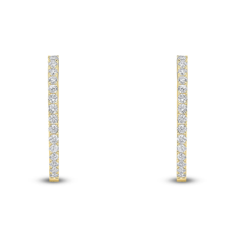 18ct Yellow Gold Natural Diamond Claw Set Full Hoop Earrings — 0.35ct