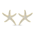 18ct Yellow Gold Natural Diamond Starfish Stud Earrings — 17.5mm