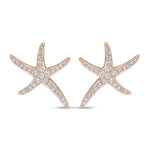 18ct Rose Gold Natural Diamond Starfish Stud Earrings — 17.5mm