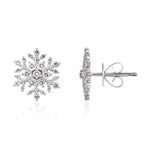 18ct White Gold Natural Diamond Snowflake Stud Earrings — 12mm