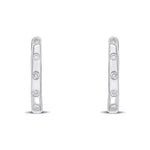 18ct White Gold Round Natural Diamond Flush Set Oval Hinged Huggie Hoop Earrings