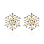 18ct Yellow Gold Natural Diamond Snowflake Stud Earrings — 12mm