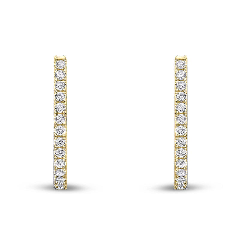 18ct Yellow Gold Natural Diamond Claw Set Horseshoe Hoop Earrings — 0.70ct