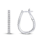 18ct White Gold Natural Diamond Claw Set Horseshoe Hoop Earrings — 0.70ct