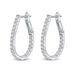 18ct White Gold Natural Diamond Claw Set Horseshoe Hoop Earrings — 0.70ct
