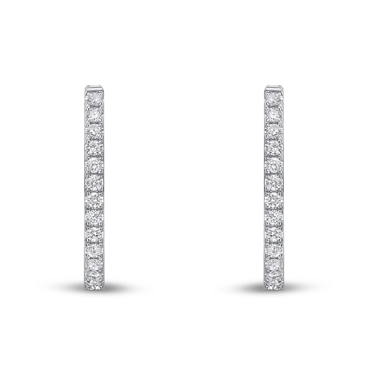 18ct White Gold Natural Diamond Claw Set Horseshoe Hoop Earrings — 0.70ct