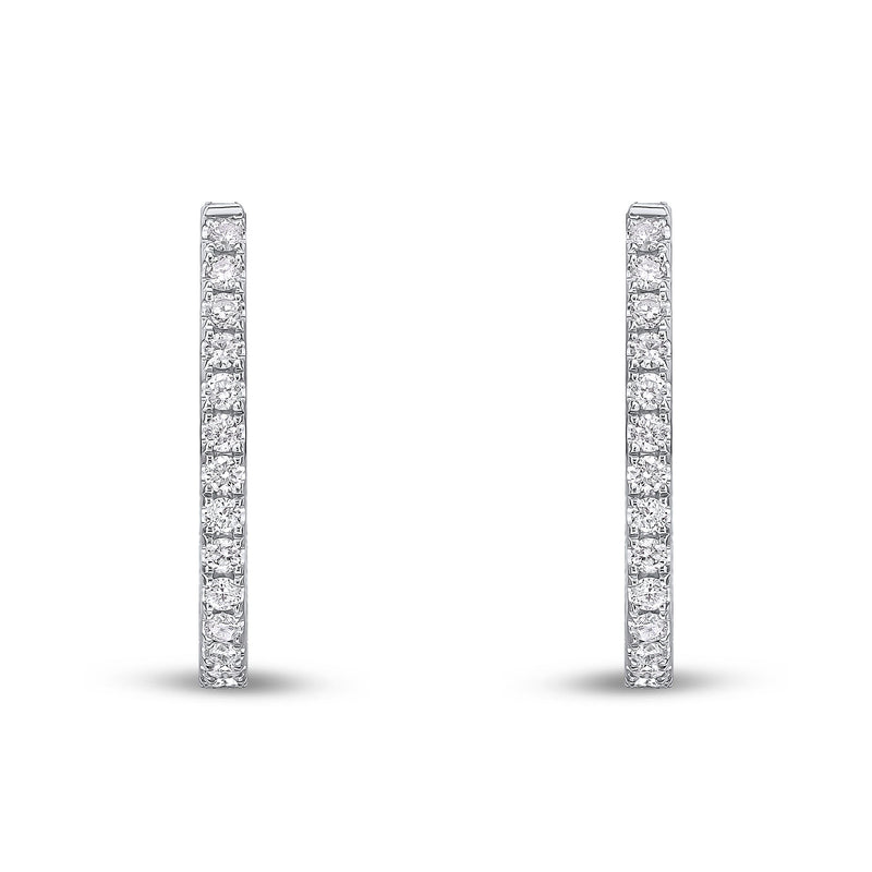 18ct White Gold Natural Diamond Claw Set Horseshoe Hoop Earrings — 0.70ct