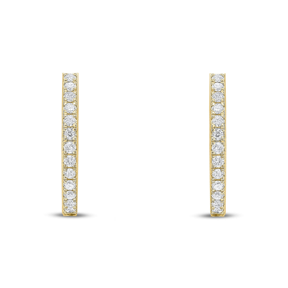 18ct Yellow Gold Natural Diamond Claw Set Full Hoop Earrings — 0.50ct