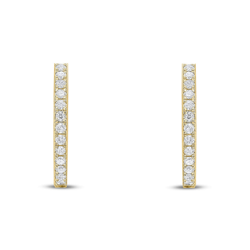 18ct Yellow Gold Natural Diamond Claw Set Full Hoop Earrings — 0.50ct