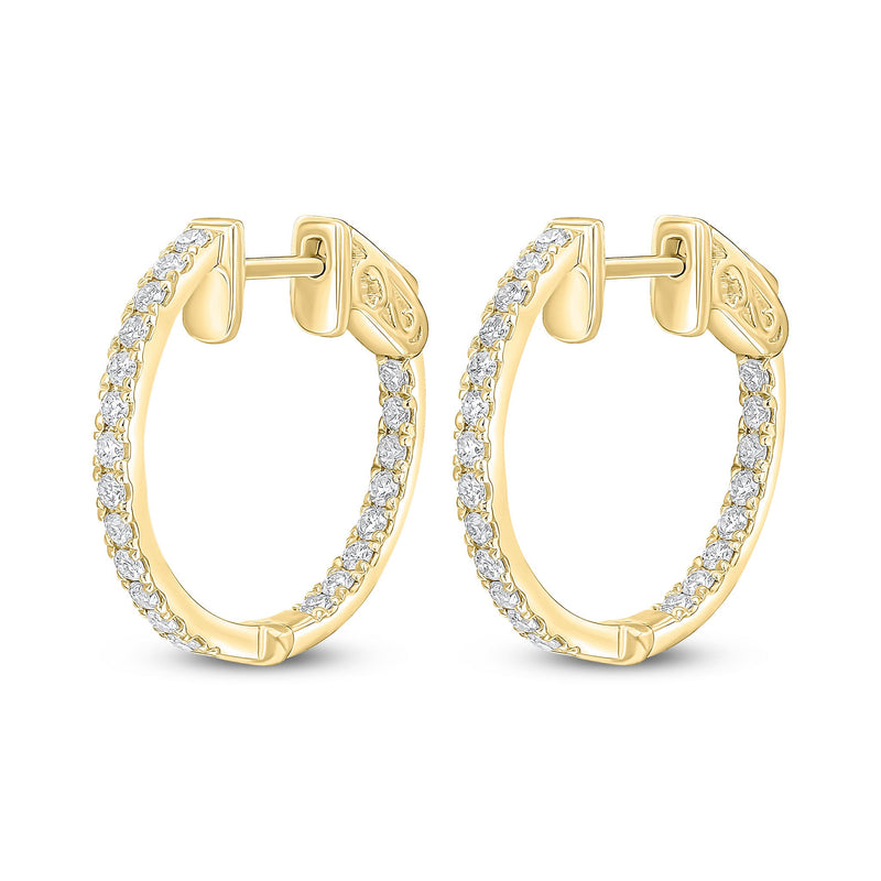 18ct Yellow Gold Natural Diamond Claw Set Full Hoop Earrings — 0.50ct