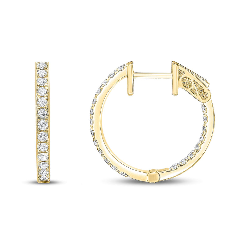 18ct Yellow Gold Natural Diamond Claw Set Full Hoop Earrings — 0.50ct