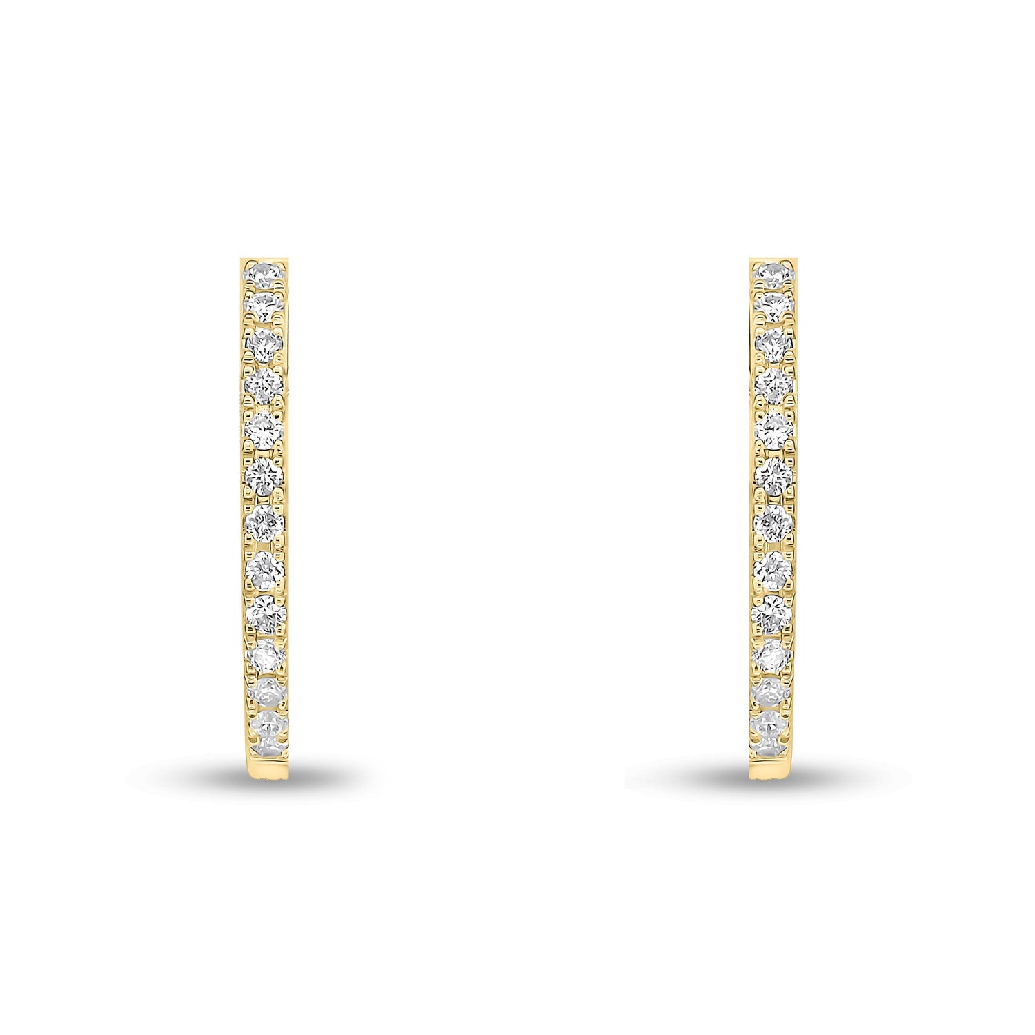 18ct Yellow Gold Oval Full Natural Diamond Hoop Earrings — 17x15mm