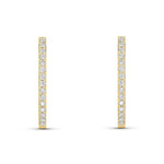 18ct Yellow Gold Oval Full Natural Diamond Hoop Earrings