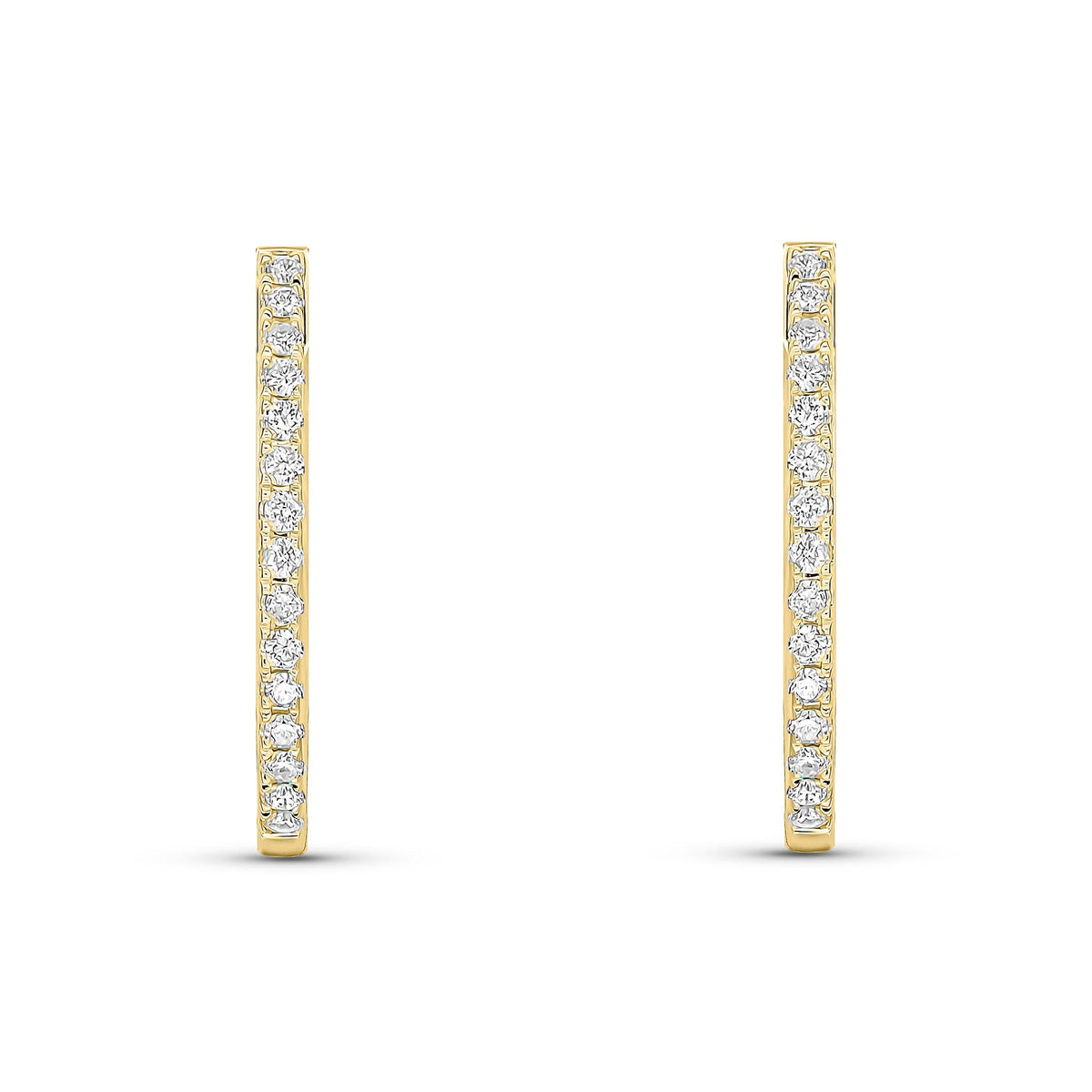 18ct Yellow Gold Oval Full Natural Diamond Hoop Earrings