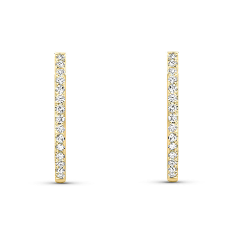 18ct Yellow Gold Oval Full Natural Diamond Hoop Earrings