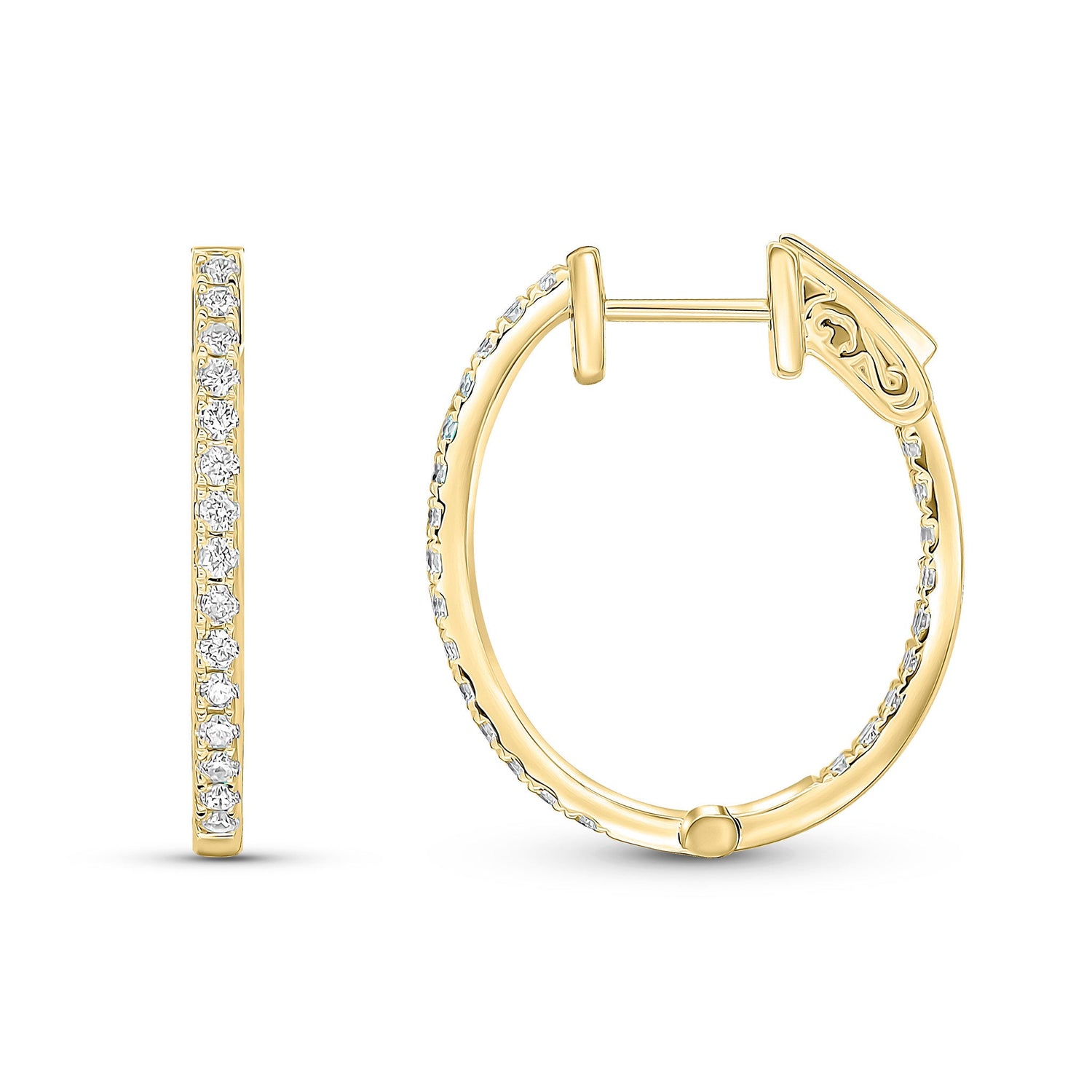 18ct Yellow Gold Oval Full Natural Diamond Hoop Earrings — 22x19mm