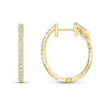 18ct Yellow Gold Oval Full Natural Diamond Hoop Earrings