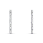 18ct White Gold Oval Full Natural Diamond Hoop Earrings