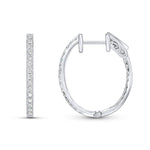18ct White Gold Oval Full Natural Diamond Hoop Earrings