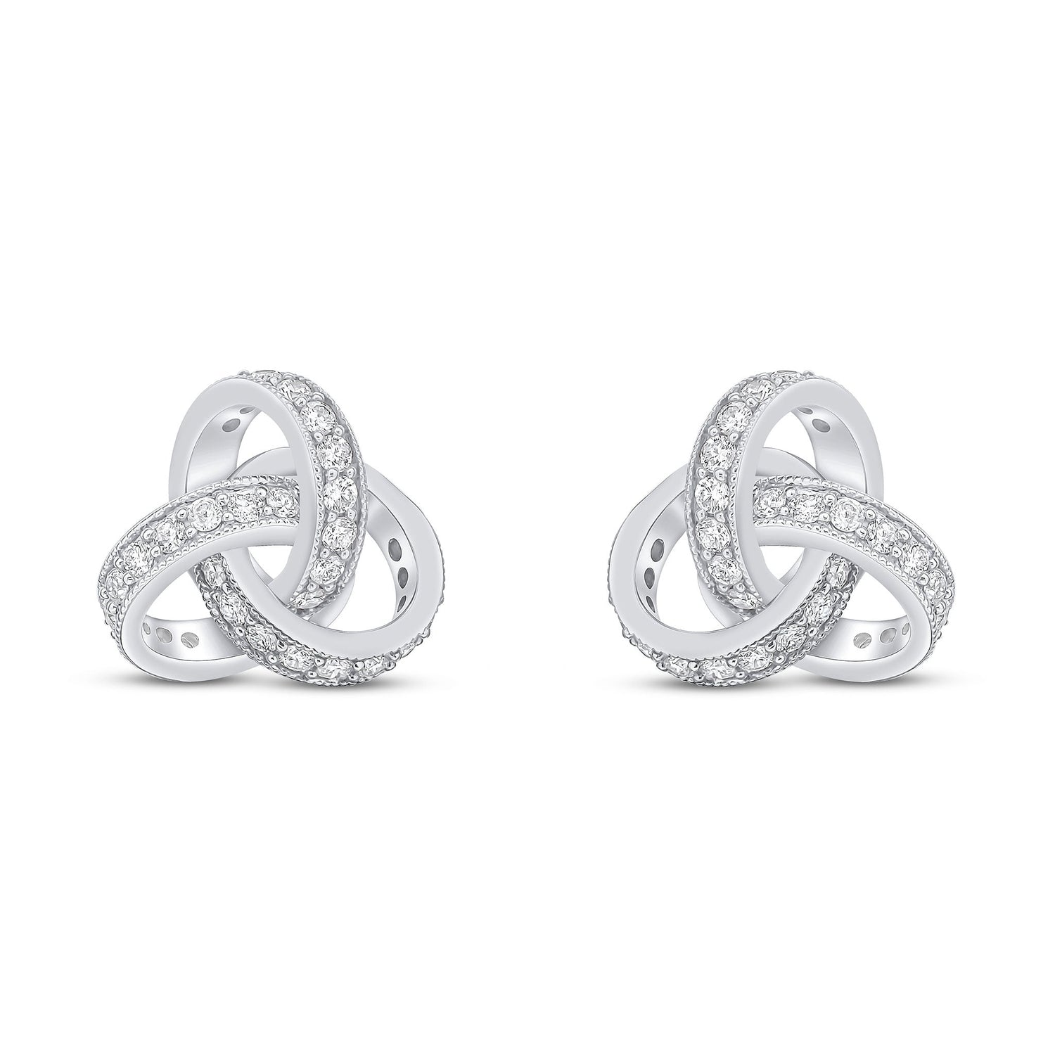 18ct White Gold Natural Diamond Knot Stud Earrings — 13mm