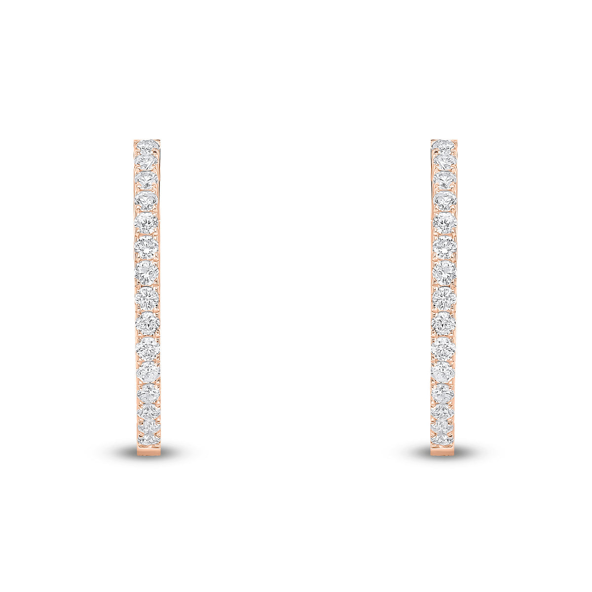 18ct Rose Gold Natural Diamond Claw Set Full Hoop Earrings — 0.35ct