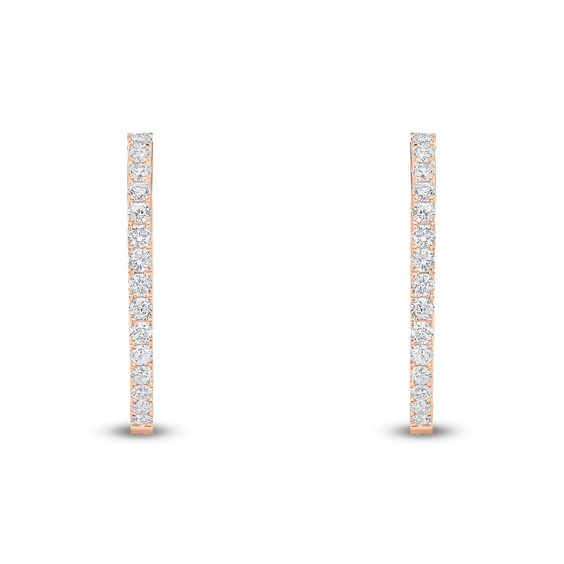 18ct Rose Gold Natural Diamond Claw Set Full Hoop Earrings — 0.35ct