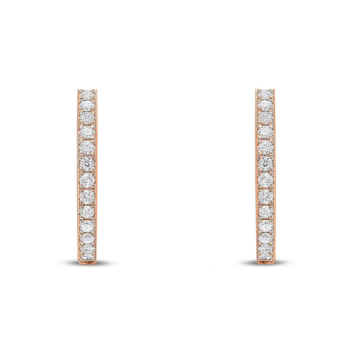 18ct Rose Gold Natural Diamond Claw Set Full Hoop Earrings — 0.50ct