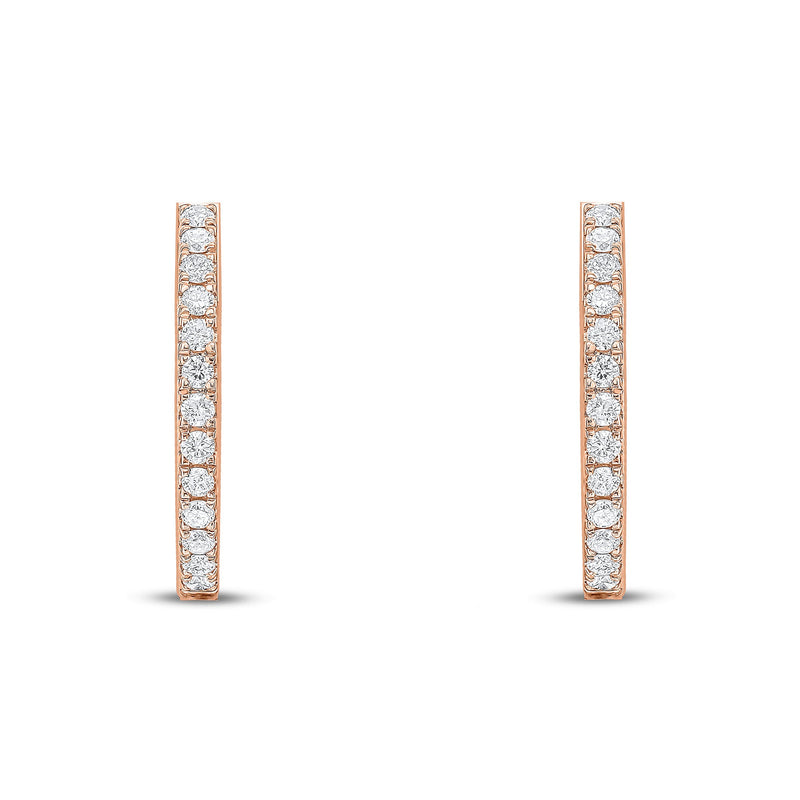 18ct Rose Gold Natural Diamond Claw Set Full Hoop Earrings — 0.50ct