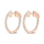 18ct Rose Gold Natural Diamond Claw Set Full Hoop Earrings — 0.50ct